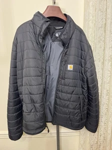 Carhartt Men’s Relaxed Fit Rain Defender Jacket Large Black - Picture 1 of 6