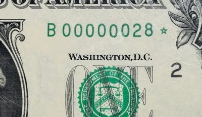 🔥00000028* Low Serial Number  $1 Star Note PMG 65 EPQ🔥 - Image 1 of 3