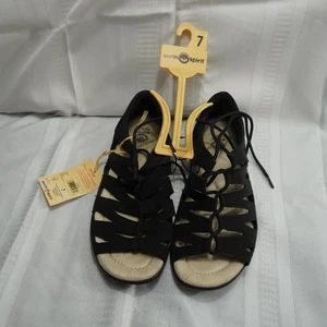 Earth Spirit Sandals Womens Size 7 Black Gigi Gladiator Lace Up Comfort Shoes - Picture 1 of 8