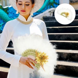 Wedding Plume Fan Bridal Handheld Fan for Women bridal plume fan handheld fan - Picture 1 of 12