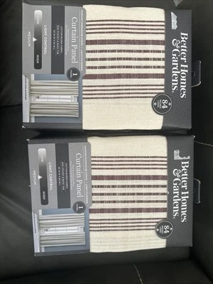Better homes And Gardens Courtain Panel - Maroon Farmhouse Stripe - 2 Pcs - Image 1 of 4