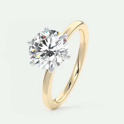Diamond Ring 2 Carat Round Cut  IGI Lab Grown 14k Multi Tone Gold E F VS - Image 1 of 4