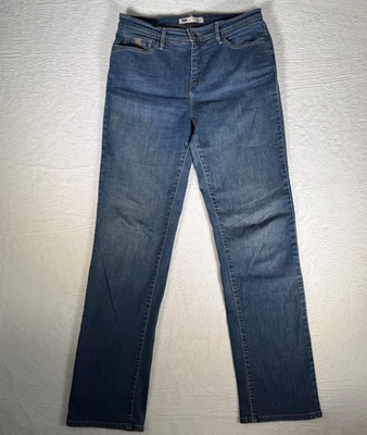 Pantalones de mezclilla Levis 512 para mujer perfectamente adelgazantes de pierna recta azul tiro medio 10M 30x32 Foto 1 de 4