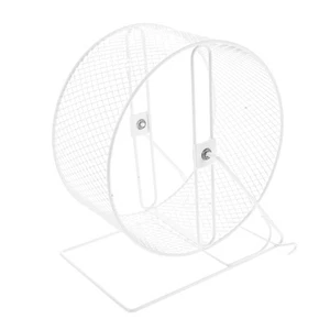  Rat Wheel - 21cm/8.28inch White Iron Wire Hamster Silent Runner - Metal Quiet - Picture 1 of 12