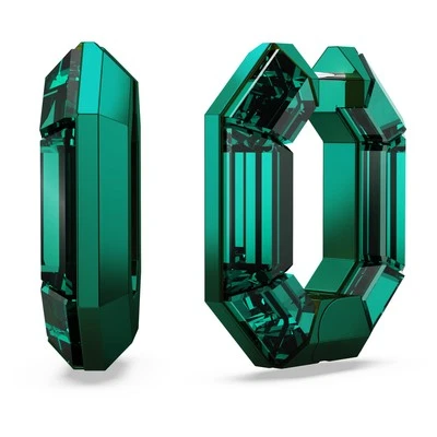 Swarovski Lucent Hoop Earrings, Octagon Shape, Small, Green 5680786 - Image 1 of 4