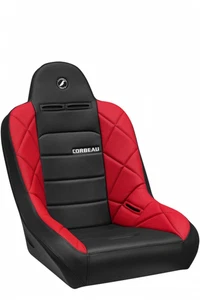 Blemished Corbeau Baja JP Black Vinyl / Red H/D Vinyl Fixed-Back Racing Seat - Bild 1 von 3