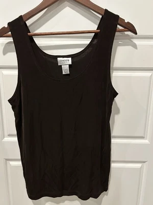 Camiseta sin mangas Chico’s Travelers negra para mujer talla 2 grande elástica concha cápsula Foto 1 de 4