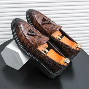  Mocassini in pelle fatti a mano mocassini slip-on scarpe da barca uomo scarpe da lavoro - Foto 1 di 26