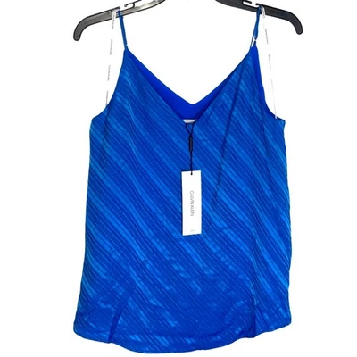 Blusa regata listrada Calvin Klein azul royal tamanho XS $59 - Imagem 1 de 4