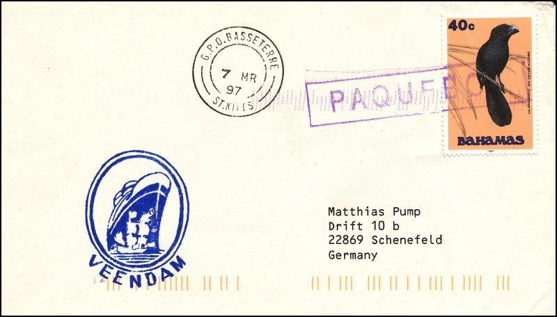 Paquebot MS VEENDAM 拿骚荷兰美国线 HAL Basseterre 圣基茨尼维斯 — 第 1/1 张图片