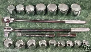 21pc 3/4 " Drive RATCHET SOCKET SET SAE 6 point w/ CASE big Jumbo Truck Sockets - Picture 1 of 1
