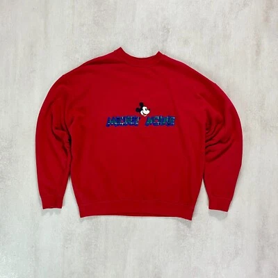 Jersey Mickey Mouse Mujer Talla XL Benetton De Colección Y2K Rojo Gran Tamaño Bordado Tartán Foto 1 de 4