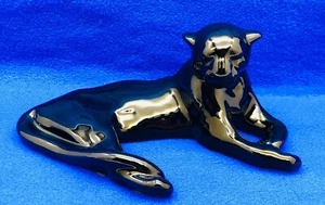 Vintage Frankoma Black Panther 116 USA Art Pottery Onyx Glaze Awesome Piece - Picture 1 of 7
