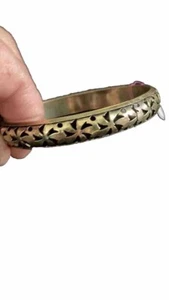 Vintage Messing filigran Armreif gold getöntes Armband - Bild 1 von 5