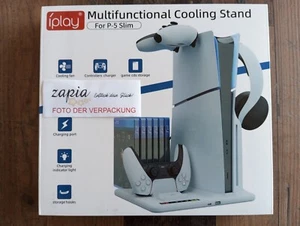 PS5 Slim Vertikalständer m. Kühlung, Ladestation für 2 Controller, Headset-Halt. - Bild 1 von 2