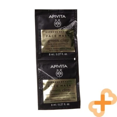 APIVITA Express Bellezza Viso Maschera Pelle Verde Clay Pulizia Profonda 8ml X 2 - Image 1 of 4