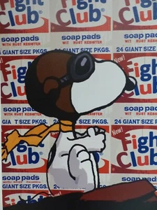 DEATH NYC "GERAHMT" Lithografie ltd. Edit. of 100 "Snoopy Fight Club" 3D Siegel - Bild 1 von 13