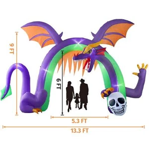 9FT HALLOWEEN DRAGON ARCHWAY LED OUTDOOR INFLATABLE - Picture 1 of 5