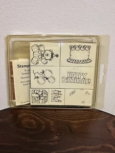 Stampin' Up Happy Birthday 1991 Retired Rare Bear Present Candles, Balloons Cake - Picture 1 of 6