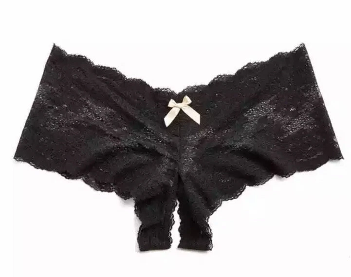 Hanky Panky 239211 Womens Midnight Crotchless Open Briefs Black Size Medium
