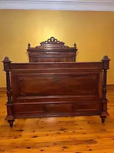 Antique French 19th Century Walnut Double Bed - Picture 1 of 5