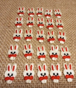 White Rabbit Patches 25 Stück zum Aufbügeln 1" x 0,5" rot & weiß Kleidung Handwerk - Bild 1 von 6