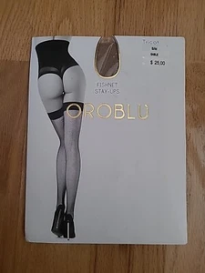 New OROBLU Tricot Fishnet Stay Ups Stockings Choose Size/Color - Picture 1 of 7