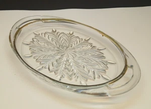Vintage Jeannette Glass 'Feather' Clear Oval Relish Serving Tray - Picture 1 of 3