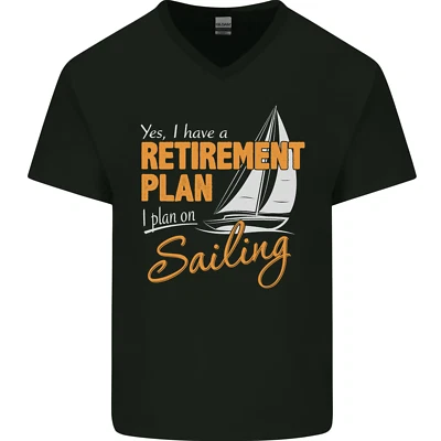 Ruhestandsplan Segeln Seemann Boot lustig Herren V-Ausschnitt Baumwolle T-Shirt - Bild 1 von 4