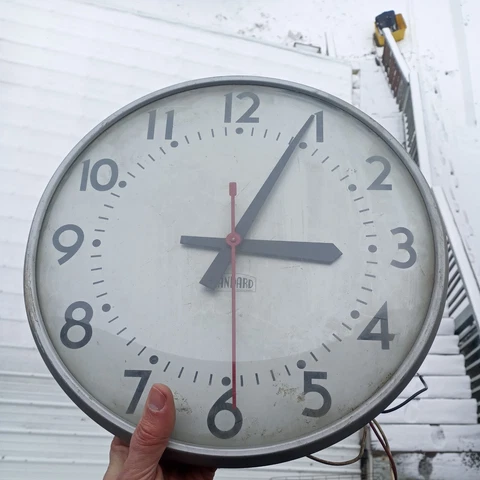 Standard Electric Time Co WALL CLOCK School Slave Type RED 2nd Hand Works Chrome Cover