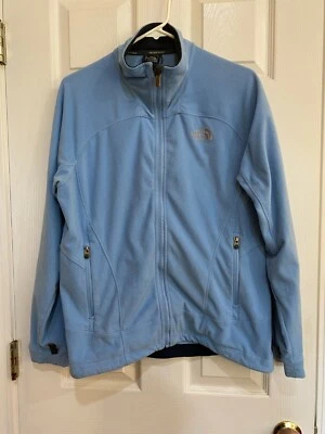 CHAQUETA GRANDE NORTH FACE Niñas Azul Claro Cremallera Usada ~ ¡ENVÍO GRATUITO! Foto 1 de 4