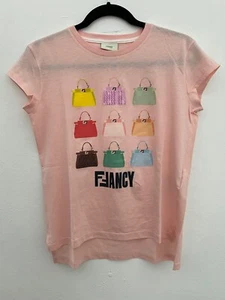 Girls FENDI FFANCY Purse Pink Short Sleeve Tee Shirt Size 12 - Picture 1 of 4