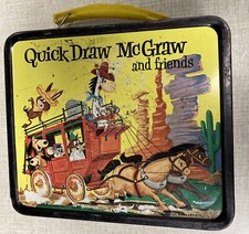 1961 Huckle Berry Hound & Friends with Quick Draw McGraw Lunchbox with Thermos