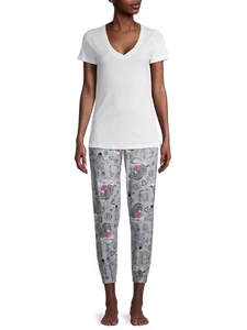 Briefly Stated Women's Winnie the Pooh Sleeper Jogger Pants, Gray, L (12-14) - Picture 1 of 6
