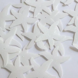 Starfish Sequin 1.5" White Crystal Hologram Glitter Sparkle Couture Paillettes - Picture 1 of 2
