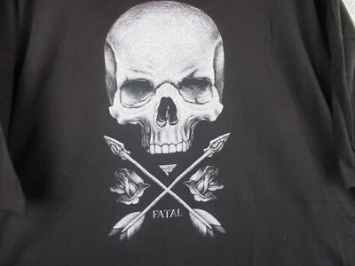Camisa Fatal Motorsports Para Hombres 3XL Negra Manga Corta Calavera Rosa Deletreada Informal Foto 1 de 4