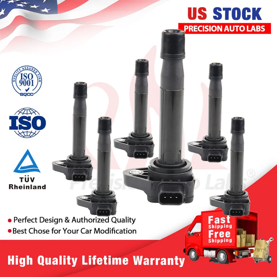 Paquete de 6 bobinas de encendido UF242 para Honda Accord Acura V6 2000-2007 3,0 L 3,5 L Odyssey Foto 1 de 4