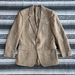 Vtg Calvin Klein Sz 40 Two Button Notch Lapel Blazer Brown Herringbone Tweed - Picture 1 of 19