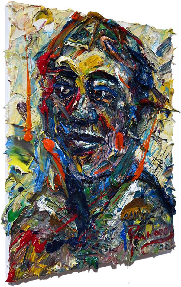 ABSTRACT IMPASTO EXPRESSIONISM POP ORIGINAL OIL PAINTING ART SIGNED PORTRAIT NR - Image 1 of 4