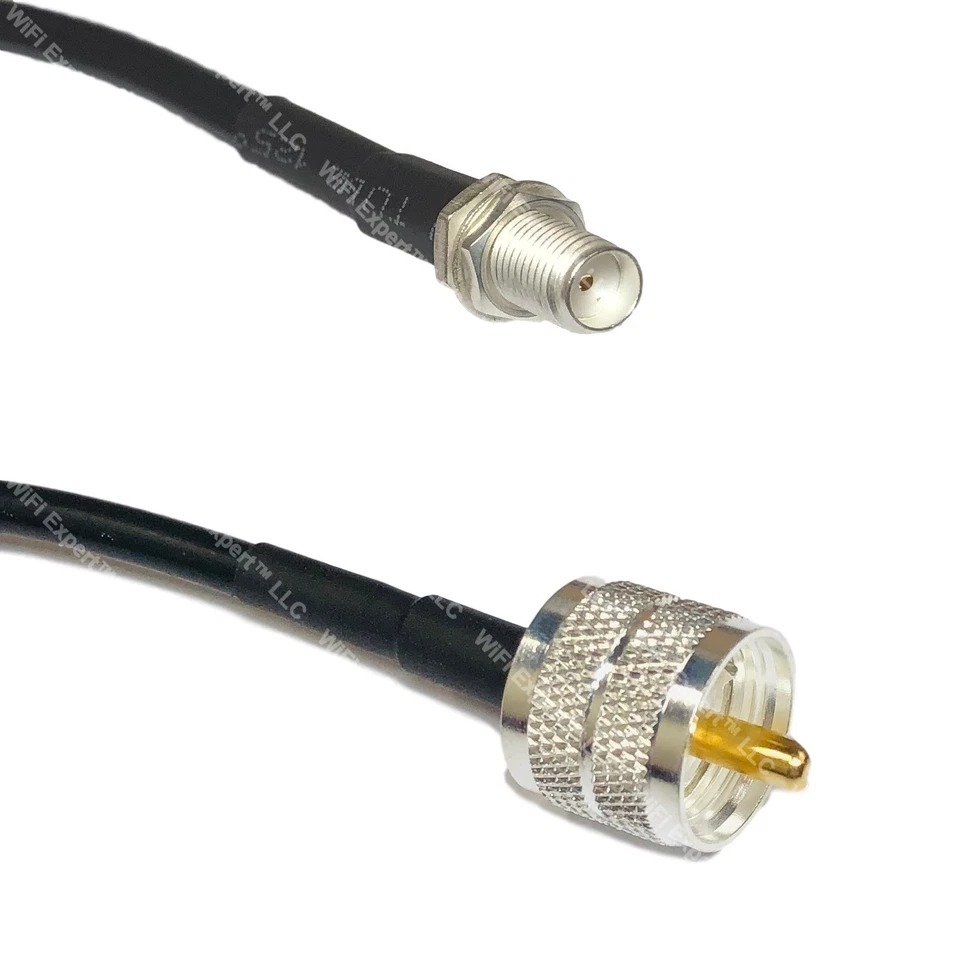 Lote de cable coaxial RF RG58 plateado SMA HEMBRA a PL259 UHF macho EE. UU. Foto 1 de 1