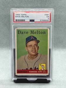 1958 Topps Baseball Dave Melton Rookie Card #391 PSA 5 EX Kansas City Athletics