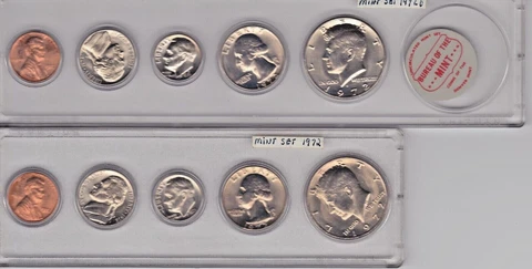 Uncirculated 1972 P&D United States Mint  Set Housed In  Whitman Hard Cases Cover