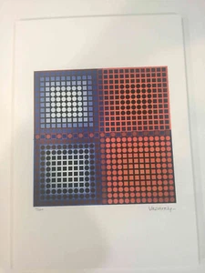 Victor Vasarely Litografia off set cm 35x50 firma su lastra con certificato - Picture 1 of 8
