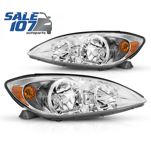 For 2002-2004 Toyota Camry Headlights Assembly Chrome Headlamps Left+Right Set