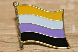 NONBINARY Non-Binary LGBTQ+ Country Metal Flag Lapel Pin Badge *NEW* - Picture 1 of 3