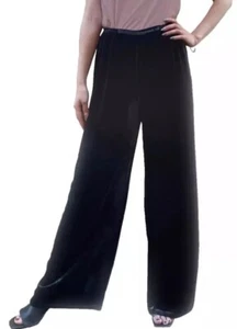 Citron Santa Monica Women’s Sz XS Black Velvet Wide Leg Pants Silk Blend - Picture 1 of 9