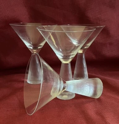 Juego de 4 vasos Artland Prescott Martini esmerilados vástago de panal pedestal Foto 1 de 4