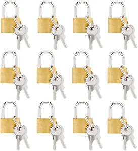 Juvale 12 Stück 1,2 Zoll kleine Gepäckschlösser mit Schlüssel - Mini Vorhängeschlösser für Spind - Bild 1 von 12