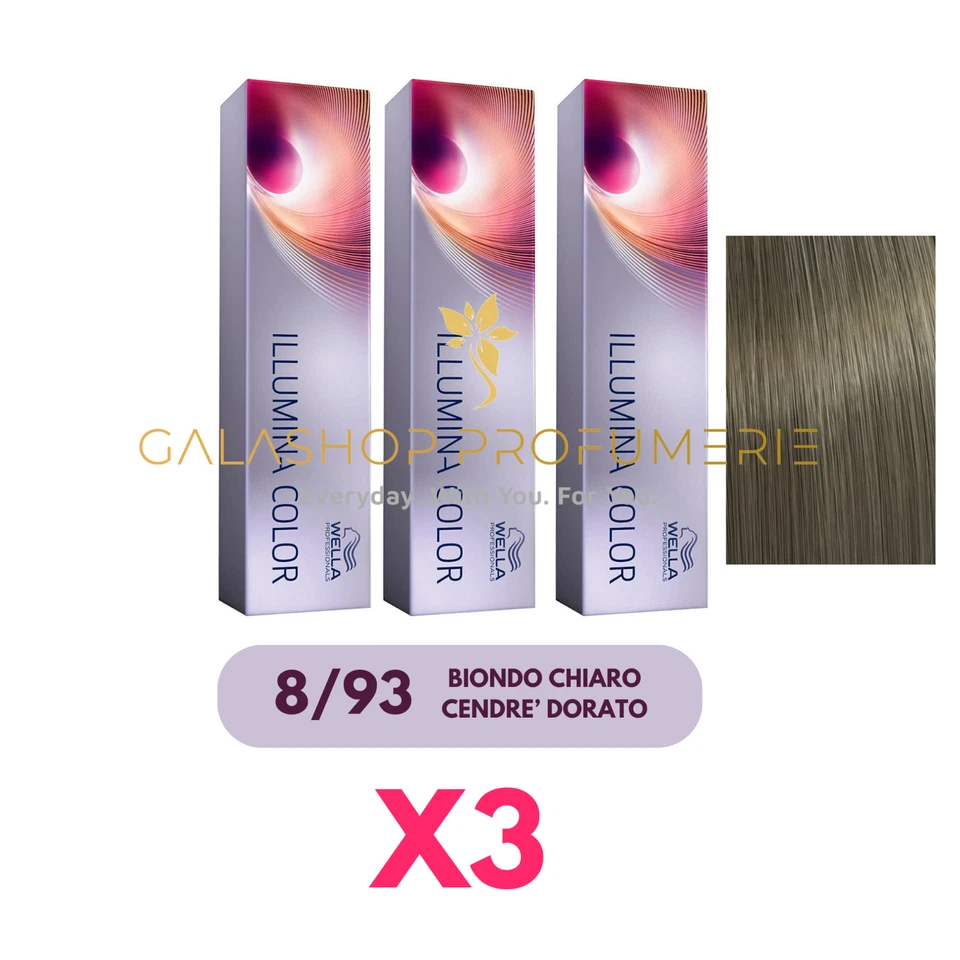 X3 Wella Illumina Color 8/93 Blonde Light Ash Golden No Ammonia Color - Image 1 of 1