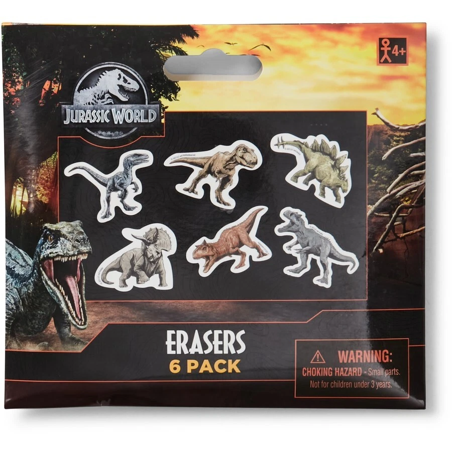 Gomas de borrar Jurassic World Party Favour 6pk - Suministros para fiestas de Parque Jurásico Foto 1 de 1